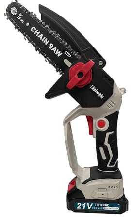 Mini motosega a batteria Eliofaneia, mini motosega con batteria da 8000mAh, catene da 6 e 8 pollici, motore brushless da 900W, tensionamento senza attrezzi, adatta per rami da giardinaggio, legno