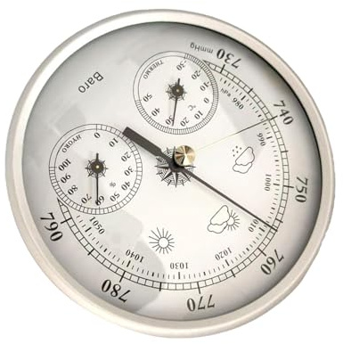 Uqezagpa 130mm Barometers Thermometers Hygrometer Stainless Steel Frame Large Fishing Weather Gauge for Outdoor