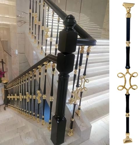 Balaustres de aluminio para escaleras y cubiertas, barandilla moderna de oro negro con soportes ajustables, barandilla de columna de barandilla interior y exterior