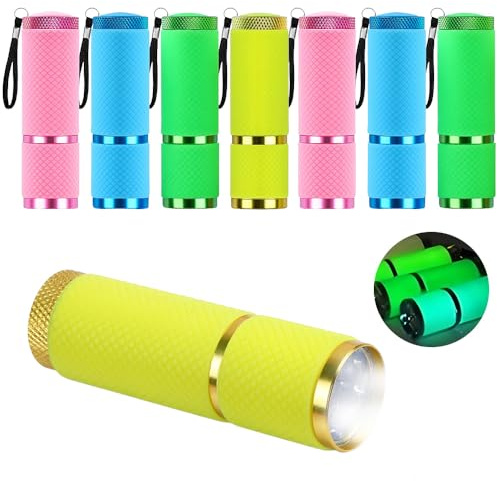 Mineup 8 Pack Small Torch, Mini Torches Led Super Bright with 9 LEDs, Multicolor Kids Torch with Lanyard, Pocket Flashlight with Rubber Grip for Camping Hiking Outdoor Kids Adult Gifts