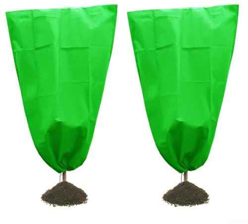Fundas de protección contra heladas con cordón, bolsas de invierno para plantas de jardín, para árboles, plantas en maceta, arbustos, protección contra el clima frío, tela no tejida transpirable (80 x