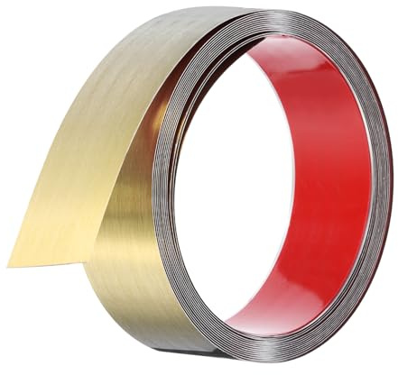QUARKZMAN Moldura De Oro Autoadhesiva Para Espejos Borde De 4m x 50mm Acabado Cepillado En Acero Inoxidable Tiras De Cinta Para Marco De Espejo Pared Gabinete Borde De Baldosa Moldura