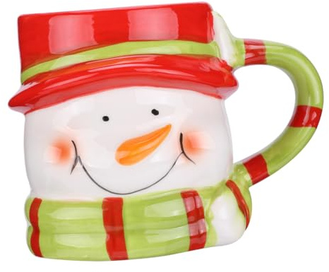 MOKKHNB Tazza in Ceramica a Forma di Pupazzo di Neve la Colazione, Tazza da Latte e Caffè Natalizia Motivo Festoso, per Famiglie, Uffici e Regali di Natale Colore Casuale