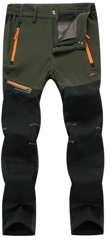 Zanisouta Pantalones de softshell para hombre, con cremallera, para exteriores, forrados, pantalones de esquí, patchwork, pantalones de invierno, cálidos, pantalones de trabajo de invierno, pantalones