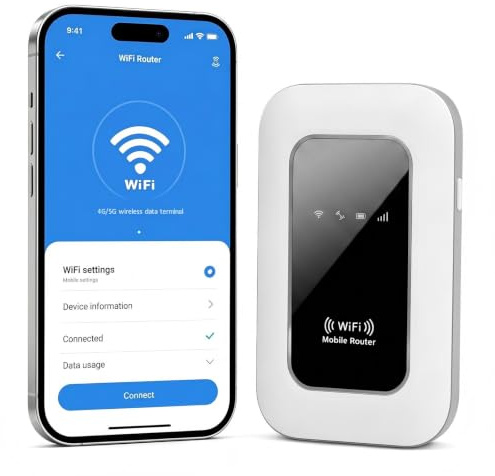 Router 5G Portátil con Ranura SIM Libre, Módem WiFi 6 para Tarjeta SIM 5G/4G+, Internet Móvil de Alta Velocidad 5G/4G+, Conexión para hasta 18 Dispositivos – Ideal para Viajes y Teletrabajo