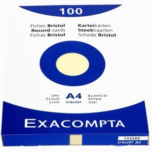 Exacompta Karteikarten A4 blanko gelb VE=100 Stück