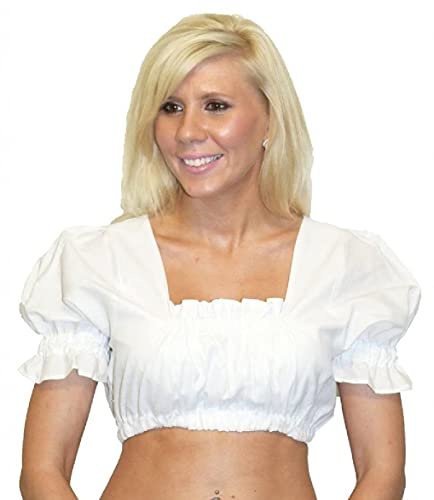 Dirndl Trachten Haus White Cotton Womens German Dirndl Crop Top Blouse 12 Medium