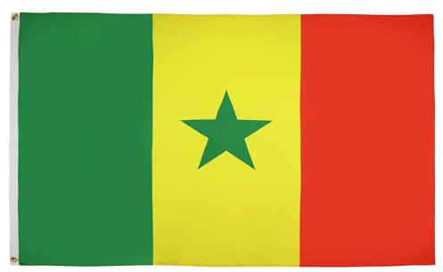 AZ FLAG Drapeau Sénégal 150x90 cm Sénégalais Polyester Léger 2 Œillets | Usage intérieur Drapeau décoratif Senegaal coutures doubles et bords renforcés avec œillets métalliques