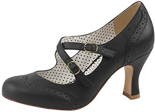 Pinup Couture Damer Flapper-35 pumps, Svart blk fuskläder, 39 EU