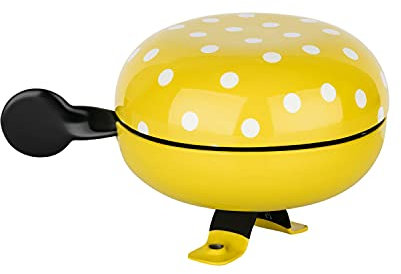 URBAN ZWEIRAD Fahrradklingel/Fahrrad Glocke Big Mama (groß), Klingel für Hollandrad oder Damenfahrrad (gelb mit Polka Dots)
