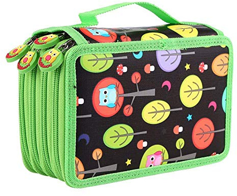 DUBENS Große Kapazität 72 Slots Bleistift-Beutel, Kind Buntstifte Bleistifte Box, Federmäppchen, Farbstifte Box, mäppchen, Federmappe, Pencil case, Schüleretui, Schuletui, Stifte Etui (Schwarz)