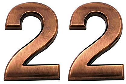 Cobata 2.75 Inch Adhesive House Numbers, Mailbox numbers, Street Door Numbers, Self-stick Address Signs for Apartments, Double Bronze Number 2