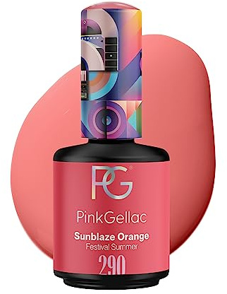 Pink Gellac UV Gel Nagellack - 290 Sunblaze Orange 15 ml - Lang Anhaltend UV Nagellack Orange - Gel UV für 14 Tage Nägel in Salonqualität - Made in Holland
