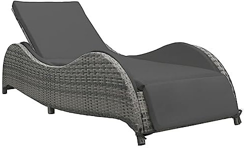 vidaXL Sonnenliege mit Auflage Verstellbare Rückenlehne Gartenliege Relaxliege Gartenmöbel Liege Rattanmöbel Strandliege Poly Rattan Anthrazit