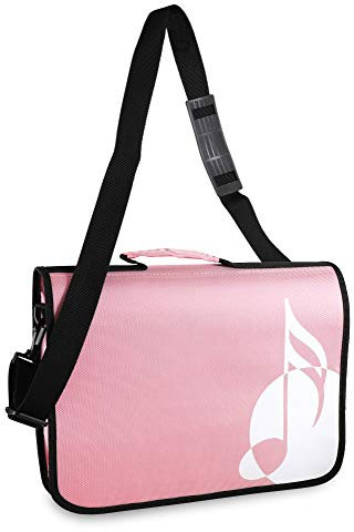 Classic Cantabile Notentasche - Tasche für Musikunterricht und Musikalische Früherziehung - Für Noten im DIN- und US-Format - Schultergurt - Innenfächer für Utensilien - Musik-Design - rosa
