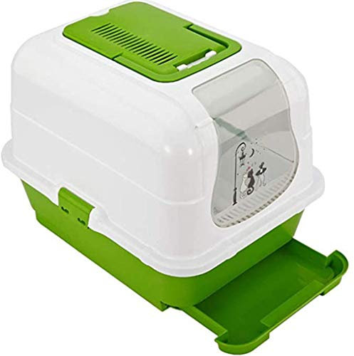 QIAOH Toilette per Gatti, Lettiera Chiusa per Gatti con Cassetto Estraibile, Anti-Splash Deodorante Lettiera Box