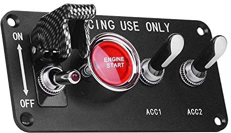 Jtron Panneau de commutation de voiture 12 V 20 A 4 en 1 - Interrupteur à bascule marche/arrêt - 3 positions - Pour moteur de voiture - Interrupteur d'allumage - LED rouge/bleue