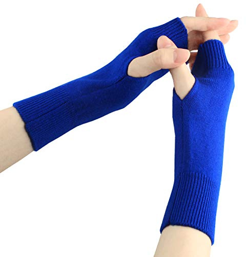 Larcele Kaschmir Handschuhe Fingerlose Fäustlinge Handwärmer für Damen BZST-02 (Blau 4561)