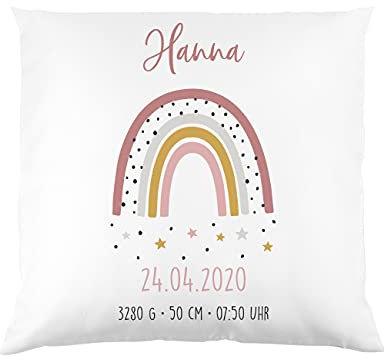 Striefchen® Babygeschenk für Mädchen Kissen mit Regenbogen