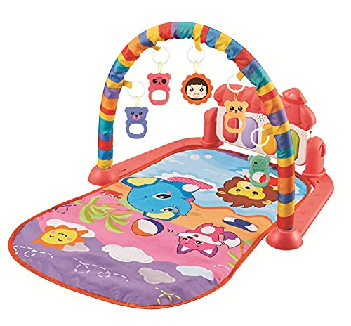 JAWSEU Baby Spieldecke mit Musik und Licht, Fitness Krabbeldecke mit weichem Spielbogen und Piano, Activity Center Baby Gym, Spielteppich Mädchen & Junge Spielzeugen ab 0 Monaten