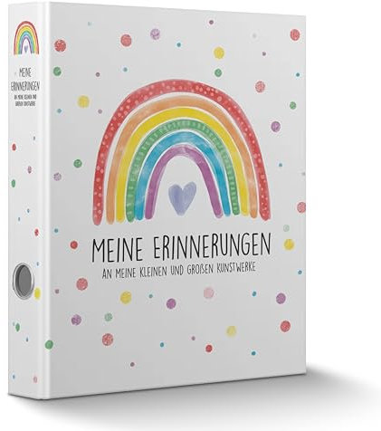 CALLUNA® Sammelordner Meine Erinnerungen mit Griffloch – Kindergarten Ordner – Sammelordner Kindergarten – ressourcenschonende Herstellung – inkl. EXTRA Schatzsuche – Geschenk – Regenbogen