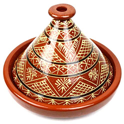 Tajine marocain en terre cuite émaillée L´orient pour 4 à 5 personnes - Conique - Bleu - Céramique - Fabriqué à la main à Marrakech, coloré