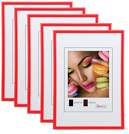 IDEAL TREND New Lifestyle Set Bilderrahmen Wanddeko Collage Poster Rahmen 2er 3er 5er Pack: Farbe: 5er Pack Rot | Format: 21x29,7 DIN A4