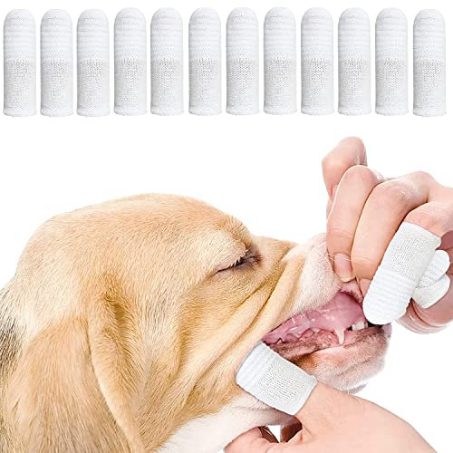 Hundezahnbürste Fingerling Wiederverwendbar, Pet Finger Zahnbürste, Fingerlinge Hunde Zahnpflege,Anti-Plaque Finger Hund,Effiziente und Saubere Haustierzahnbürste aus Strickgewebe (12 Stück)
