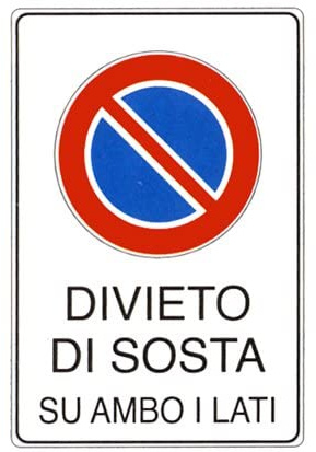 NEW CARTELLO SEGNALETICO - divieto di sosta su ambo i lati - Adesivo Extra Resistente, Pannello in Forex, Pannello In Alluminio (PANNELLO IN ALLUMINIO 30X42 CM)