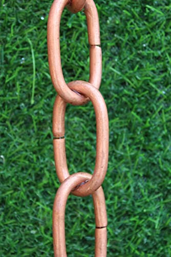 KAM Home Loops Catena antipioggia in rame puro anello in rame per pioggia, lunghezza 8-1/2 piedi, 8,5 m con bullone in ottone adattatore per grondaia per installazione a catena antipioggia standard