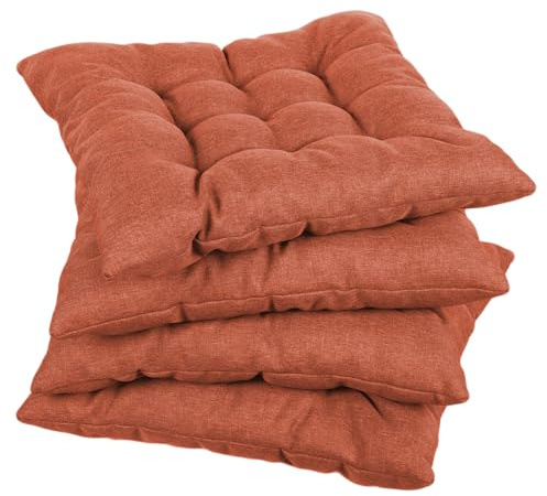 Gutekissen® Stuhlkissen gesteppt Quadrat Polsterauflage Auflage für Stühle/Bänke für Haus und Garten Sitzauflage Gartenkissen Sitzkissen viele Farben (50x50, Orange, 2)