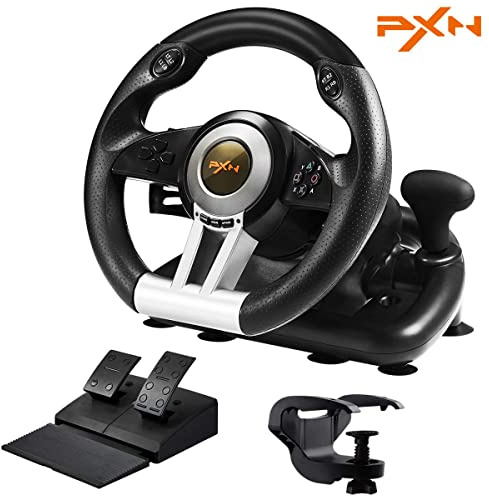 PXN V3 Gaming Lenkrad mit Pedalen, Rennlenkrad mit Vibrations Feedback, Rennschaltwippen, für PS4, PC, PS3, Xbox One, Xbox Series X/S, Switch - Gebraucht