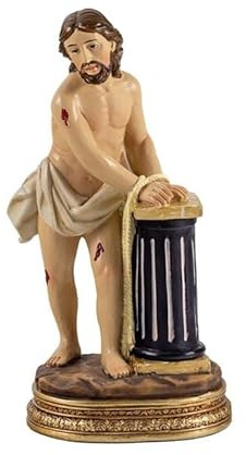 Figura de Jesús Atado a la Columna de Resina Pintado a Mano de 13 cm