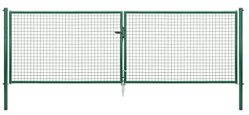 Alberts 604028 Wellengitter-Doppeltor | verschiedene Breiten und Höhen | verzinkt grün | Pfosten 60 mm | Höhe 125 cm | Breite 400 cm