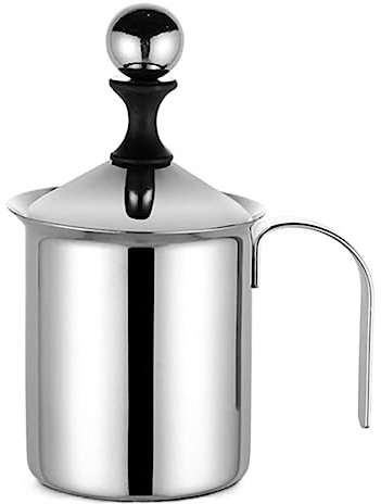 MOBAAK Montalatte Pompa A Mano in Acciaio Inossidabile Montalatte Tazza per Schiuma di Latte Ad Azionamento Manuale per caffè Cappuccinatore (Color : Blue,Silver, Size : 800ml)