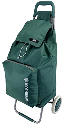 Chariot de Courses Vida CV605 2 Roues Poche ISOTERME Leger Pratique Solide Pas Cher qualitatif Grosse contenance (Vert Canard)