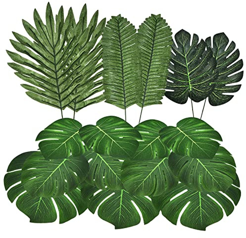 Cabilock 30 Piezas Hojas de arreglos Hojas Falsas Plantas Artificiales Ornament Hoja Realista decoración de Hojas Artificiales Comedor Hoja Falsa Palmera monstruosa Banquete lámina