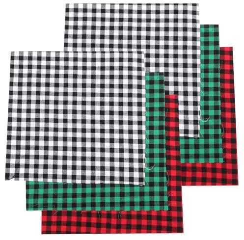 HAPINARY 6st Karierte Baumwolle Selber Machen Gitter Weihnachts-Patchwork-Tuch Vorgeschnittene Weihnachtsquadrate Quilten Heimtextilien Kombination Material Stoff Haushalt