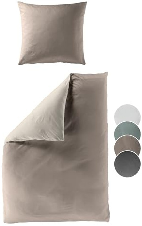 liebling Renforcé Bettwäsche Mocca braun, 1 x Bettbezug 135 x 200 cm + 1 x Kissenbezug 80 x80, Bettzeug aus 100% seidig weicher Baumwolle, 60 Grad, Ökotex Made in Green