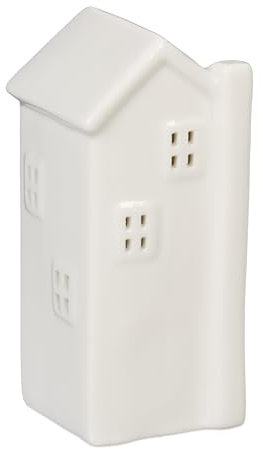 Relaxdays Casetta Portacandele in Ceramica, Casa Luminosa Porta-Tealight, per 1 Candelina, HLP: 13,5 x 6 x 6 cm, Bianco