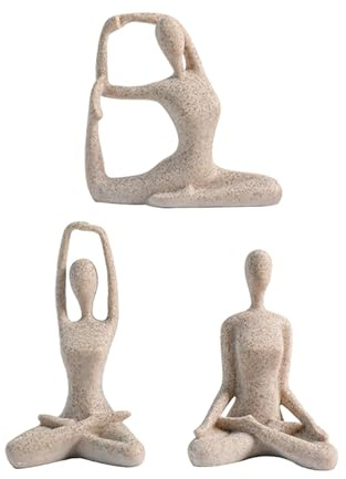3 Stück Yoga Frau Statue, Yoga Figuren Sammlung, Souvenir Skulptur, Ornament für Esszimmer, Heim Und Bürodekoration, Sandstein