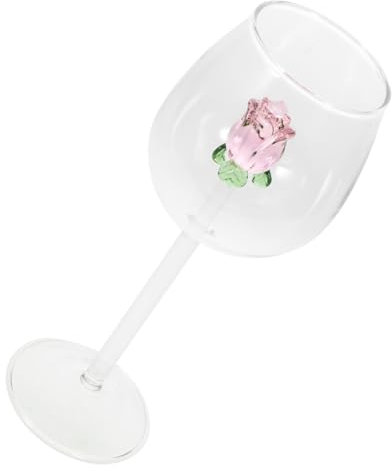 TOPBATHY Copa Rosa Copas De Vino Burdeos Reutilizable Tazas De Fiesta De Bar Vasos De Tallo De Vino Transparente De Cristal De Fiesta Borgoña Chica Pies Altos Decorar Vidrio