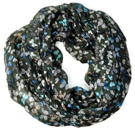 Generic Loop Schal Seide Rundschal Halstuch Tuch Schlauchschal Damen Schmetterling (Moos)