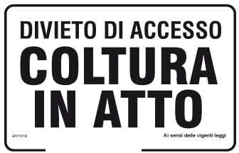 GLOBAL CARTELLO SEGNALETICO - Divieto di accesso coltura in atto - Segnale Adesivo Resistente, Pannello in Forex, Pannello In Alluminio (Pannello In Alluminio, 20x31 cm)