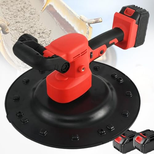 Fablestoryem Levigatrice Portatile per levigare Le pareti, cazzuola elettrica per Pavimenti in Cemento, Regolazione a 6 velocità, con Quattro Tipi di Dischi abrasivi, Ricarica della Batteria,2Battery