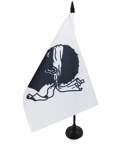 AZ FLAG Lot de 10 Drapeaux de Table Corse 21x14 cm Socle Plastique | Usage intérieur Drapeau de bureau finition cousue et bords renforcés avec mât en plastique et socle en plastique