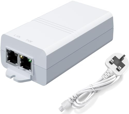 AgilePoElink 10 Gigabit PoE Injector 30W Power Supply, Active PoE+ Power Injector Adapter with 2 Mounting Tabs for Security IP Camera, Wireless AP, IP Phone, IoT
