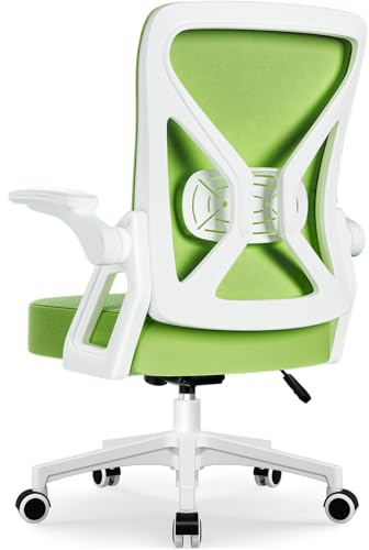 Airchros Bürostuhl, Schreibtischstuhl mit Einstellbarer Lendenstütze, Hochklappbaren Armlehnen, Höhenverstellbarer Ergonomischer Bürostuhl, Netzstuhl mit Wippfunktion bis 125°,Grün