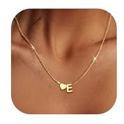 LOLIAS Kette mit Buchstaben Gold Namenskette Personalisiert Damen A-Z | Namen Kette Edelstahl Goldkette Damen Mit Herz Buchstaben Anhänger Halskette Mädchen Beste Freundin Geschenke Schmuck