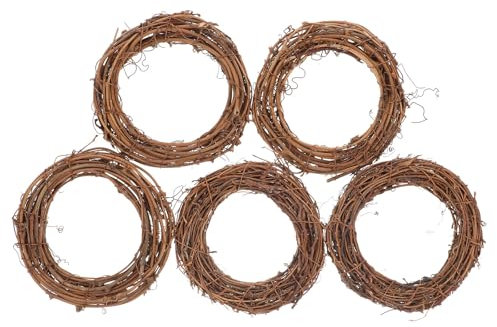 Natural Grapevine Wreaths 6 Inch, 5PCS Vine Branch Wreath Garland for DIY Christmas Craft Rattan Front Door Wall Hanging Holiday Party Decor